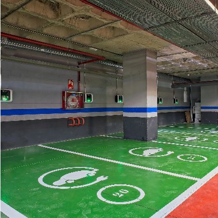Parking comunitario con cargadores eléctricos